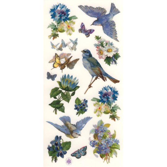 1 Sheet of Stickers Bluebirds and Flowers